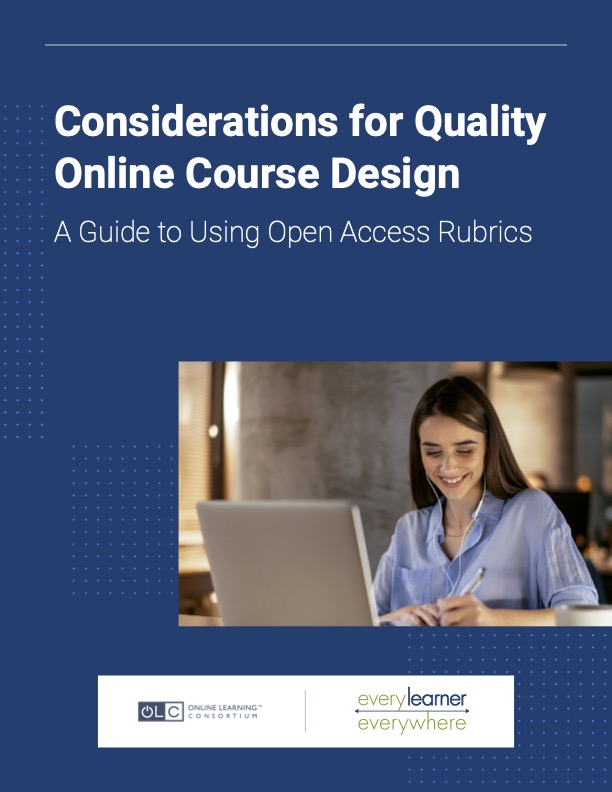 Cover for the guide "Considerations for Quality Online Course Design"